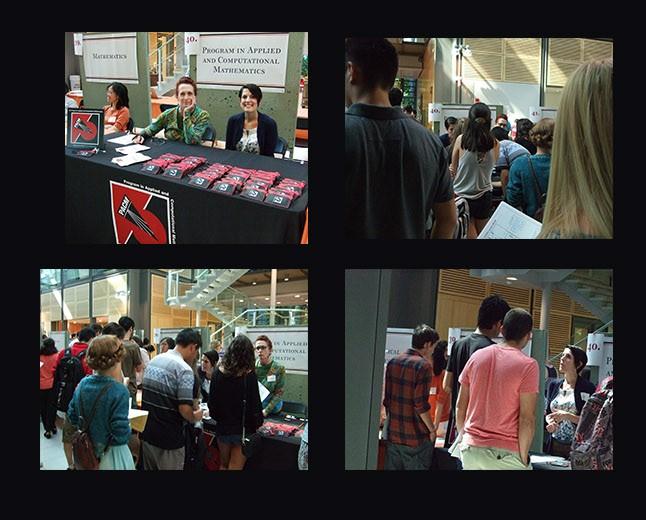 Students at information tables